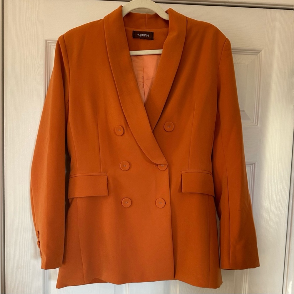 Orange Double-Breasted Women's Blazer